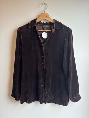 Rafaella Chocolate Brown Velvet Blouse